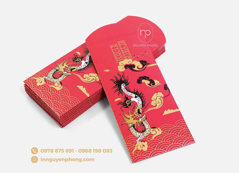 Mẫu lì xì in hình rồng 